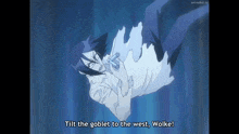 a cartoon of a man with the words tilt the goblet to the west wolke