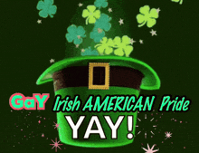 a picture of a leprechaun hat with the words gay irish american pride yay