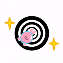 pink rabbit starts falling from space