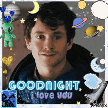 a picture of a man with the words goodnight i love you on it