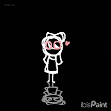 a drawing of a girl with a cat 's head and a heart in her eyes .
