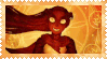 a close up of a cartoon character with long hair standing in front of a wall .