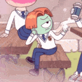 a cartoon character with the letter s on his shirt