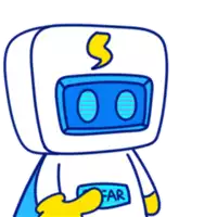 a cartoon drawing of a robot with a lightning bolt on its head giving a thumbs up