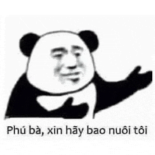 a panda bear is making a funny face and giving a thumbs up sign .