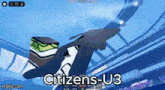a citizen 's-u3 jet is flying through a stadium