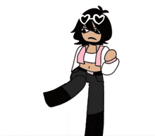 a cartoon of a girl wearing glasses and a crop top