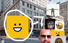 a collage of images with a smiley face in the center
