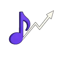 a purple music note with an upward arrow and the words this is my stock portfolio bump.fm