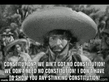 a man in a sombrero is talking about the constitution