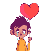 Sad Boy With Heart Ballon Sticker