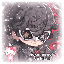 a picture of a joker with a hello kitty on the bottom