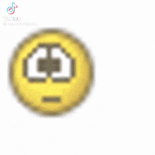 a pixel art of a crying smiley face with the words `` i say that im happy '' .