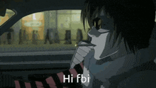 a person in a car with the words hi fbi on the bottom right