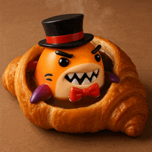 a figurine of a monster with a top hat and bow tie