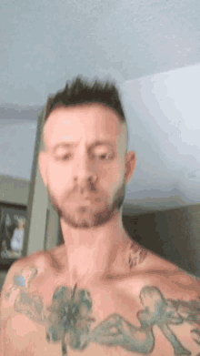 Guy With Tattoos Neck Exercise GIF