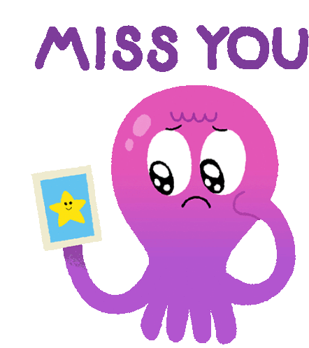 Octopus Saying Miss You Sticker - Funder The Sea Octopus Purple Stickers