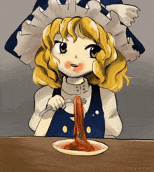 Touhou Marisa Kirisame GIF - Touhou Marisa Kirisame Eating Spaghetti GIFs