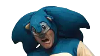 a man in a sonic the hedgehog costume makes a funny face