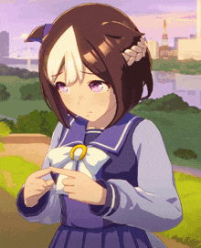 a pixel art of a girl in a sailor uniform