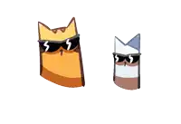 two cartoon characters wearing sunglasses with the letters s and m on them