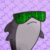 a shark wearing a pair of green goggles with the letters yz on them