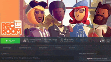 a screenshot of rec room shows a group of people