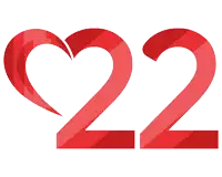 the number 22 with a heart in the middle of it