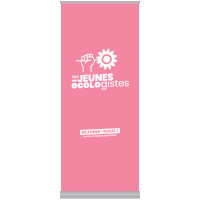 a pink banner with the words les jeunes ecologistes on it