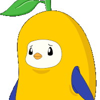 a cartoon of a penguin dressed as a yellow fruit