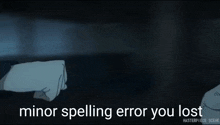 a cartoon of a hand with the words minor spelling error you lost