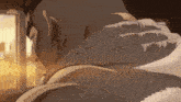 a close up of a man 's neck with an anime logo on the bottom right
