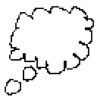 a black and white pixel art drawing of a sheep on a white background .