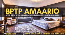 an advertisement for bptp amaario offers 4 bhk ultra luxury apartments