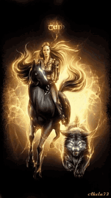 Woman On A Horse Wolf GIF