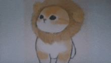 a drawing of a cat with a lion mane on its head