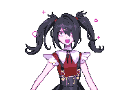 a pixel art of a girl with pigtails and a collar
