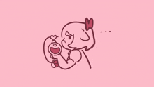 a line drawing of a woman holding a baby with a bow on her head .