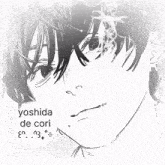 a drawing of a girl with the name yoshida de cori