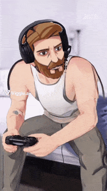 a cartoon of a man playing a video game with the year 2018