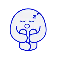 a cartoon drawing of a person sleeping with a zzz symbol on their forehead
