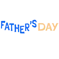 the word father 's day is written in blue and orange on a white background