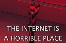 a cartoon character with the words i 'm here to make it worse on the bottom