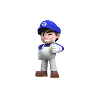 a cartoon character with the letter s on his hat giving a thumbs up
