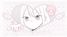 a drawing of a girl with kanade de arroz written underneath her
