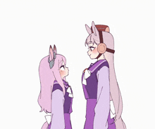 a drawing of two girls hugging each other with a white background