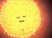 a cartoon drawing of a sun with a face