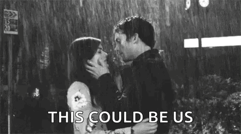 kissing in the rain gif