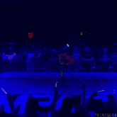 a woman in glow in the dark pants stands in front of a crowd at a fringglow concert