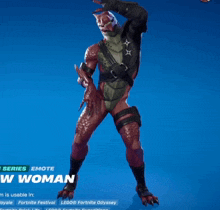 a screenshot of a video game character called a shark woman